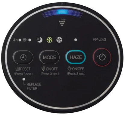 Bảng điều khiển của Sharp FP-J30E với chế độ HAZE